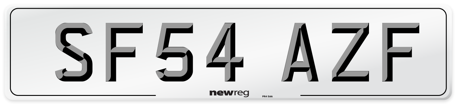 SF54 AZF Number Plate from New Reg